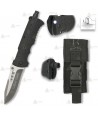 Navaja táctica K25 con linterna y con hoja calada de 9 cm