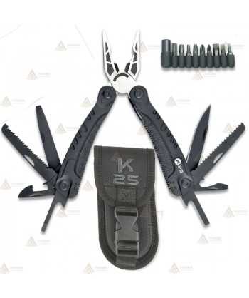 Alicate multiusos táctico K25 de 20 usos color negro