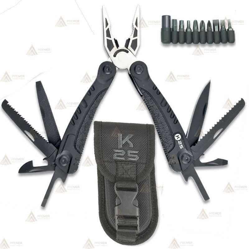 Alicate multiusos táctico K25 de 20 usos color negro