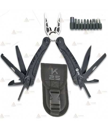 Alicate multiusos táctico K25 de 20 usos color negro