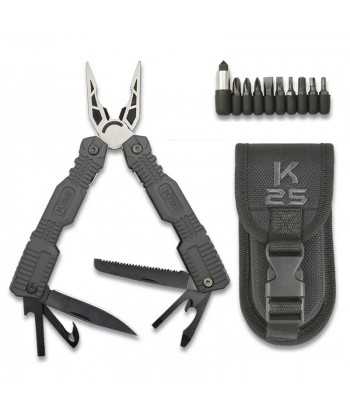 Alicate multiusos táctico K25 de 19 usos color negro