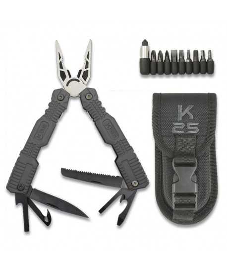 Alicate multiusos táctico K25 de 19 usos color negro
