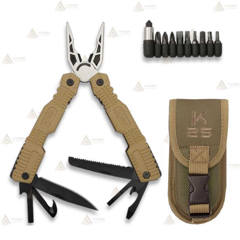 Alicate multiusos táctico K25 de 19 usos color Coyote