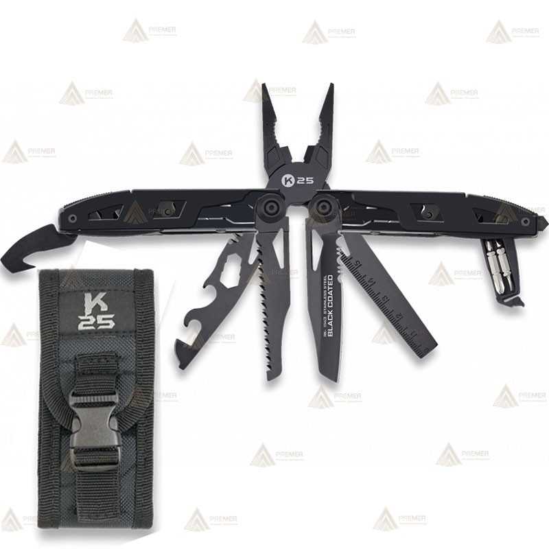 Alicate multiusos táctico K25 de 17 usos color negro