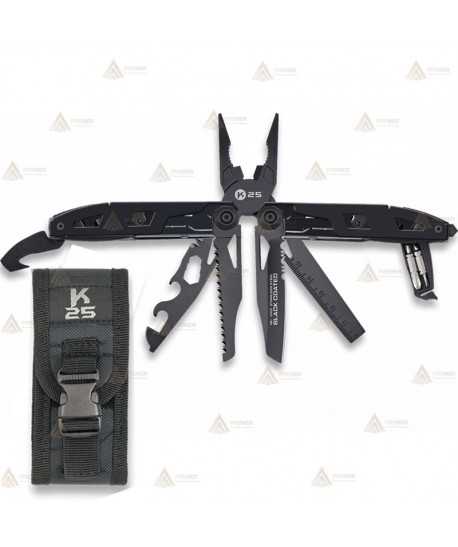 Alicate multiusos táctico K25 de 17 usos color negro