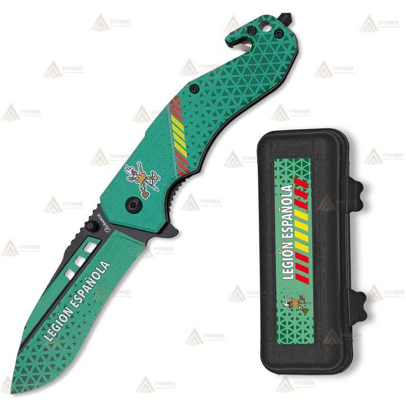 Navaja táctica personalizada Legión Española con hoja de 8,5 cm