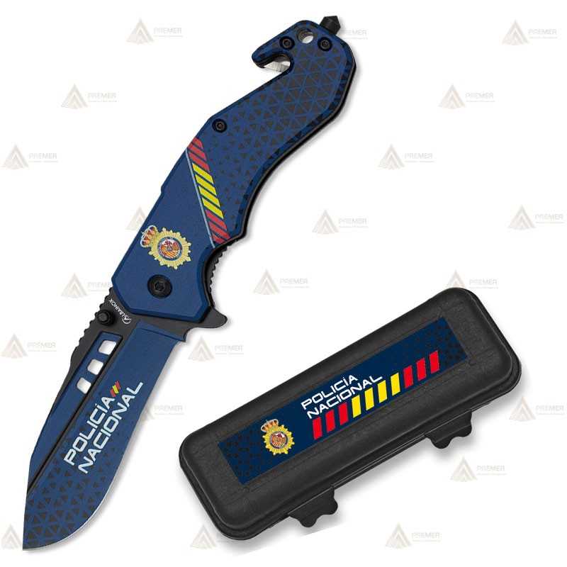 Navaja táctica personalizada Policía Nacional con hoja de 8,5 cm