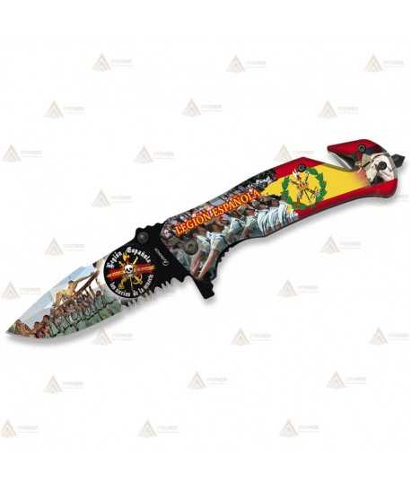 Navaja táctica personalizada con motivos en 3D de la Legión Española con hoja de 8,2 cm