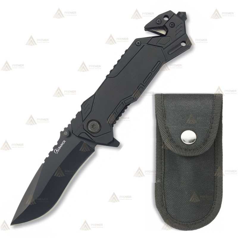 Navaja táctica color negro con hoja de 8,1 cm