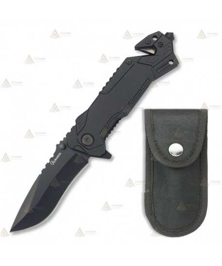 Navaja táctica color negro con hoja de 8,1 cm