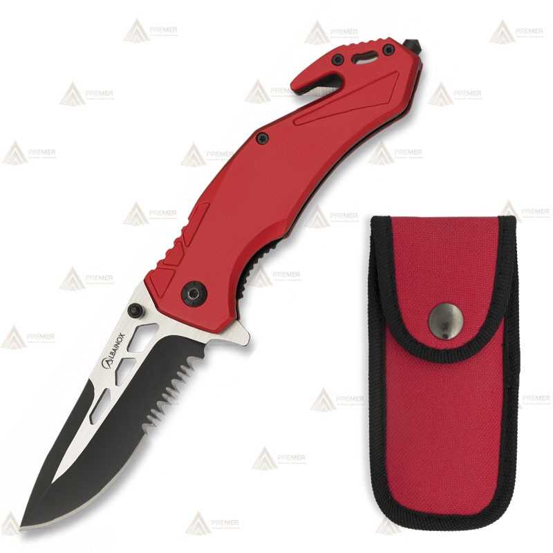 Navaja táctica color rojo con hoja de 8,5 cm
