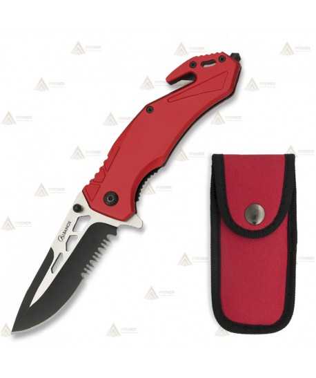 Navaja táctica color rojo con hoja de 8,5 cm
