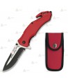 Navaja táctica color rojo con hoja de 8,5 cm