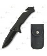 Navaja táctica color negro con sierra y hoja de 8 cm
