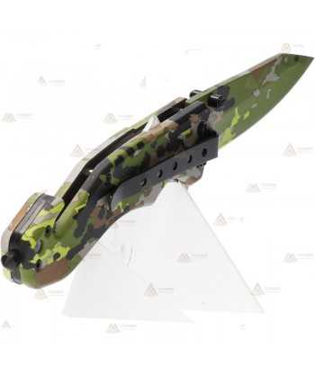 Navaja táctica Camo Verde con hoja de acero de 8,5 cm