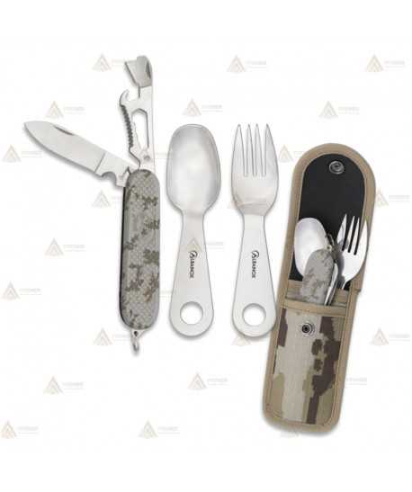Navaja multifunción con set de cubiertos color Camo Pixelado
