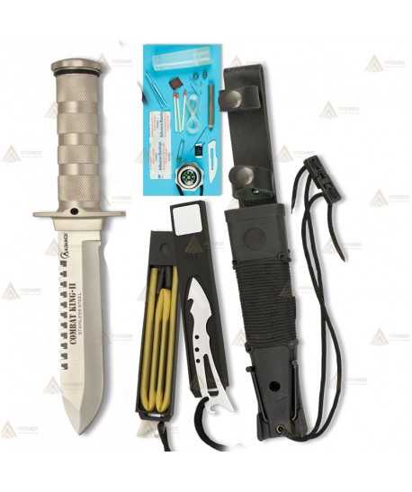 Cuchillo con hoja de 15,6 cm y kit de supervivencia