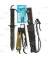 Cuchillo con hoja de 15,6 cm y kit de supervivencia
