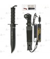 Cuchillo con hoja de 21 cm y kit de supervivencia