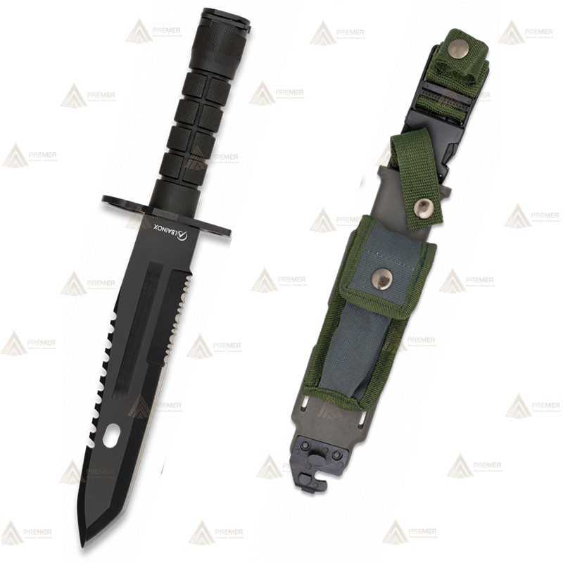 Cuchillo táctico con hoja de 19,5 cm y funda