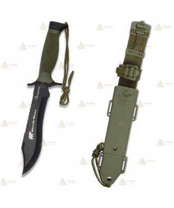 Cuchillo táctico con hoja de 18,3 cm y funda de ABS