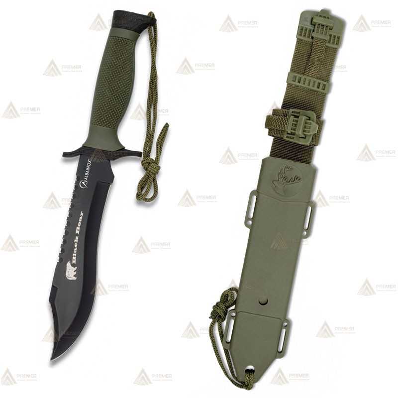 Cuchillo táctico con hoja de 18,3 cm y funda de ABS