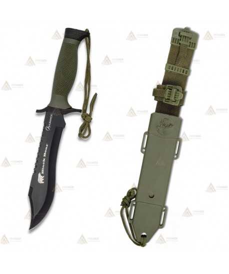 Cuchillo táctico con hoja de 18,3 cm y funda de ABS
