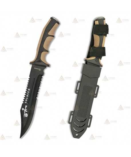 Cuchillo táctico con hoja de 19 cm y puño de goma