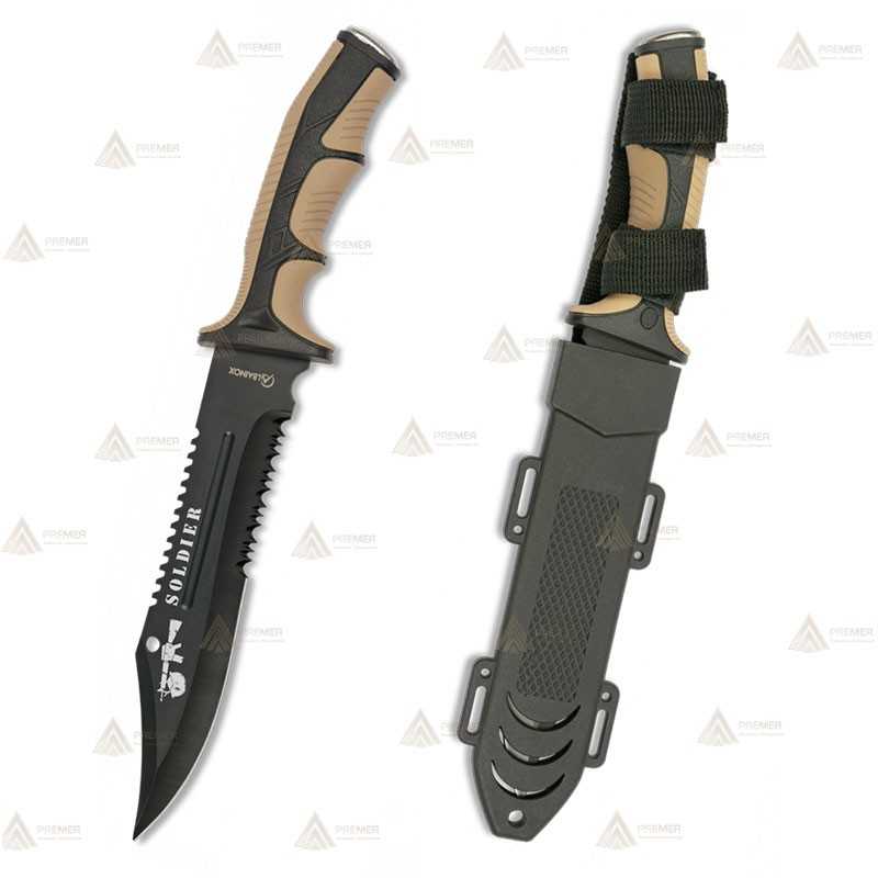 Cuchillo táctico con hoja de 19 cm y puño de goma