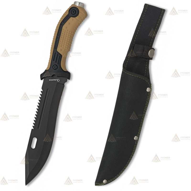 Cuchillo táctico con hoja de 19,5 cm y puño de goma
