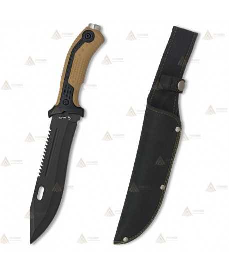 Cuchillo táctico con hoja de 19,5 cm y puño de goma