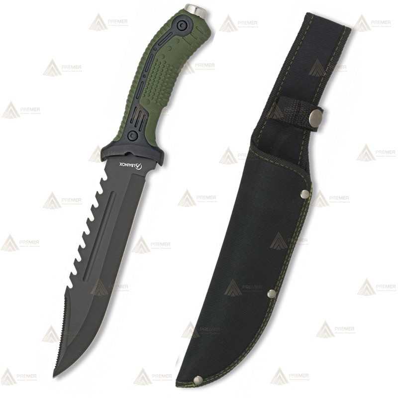 Cuchillo táctico con hoja de 19,5 cm y puño de goma