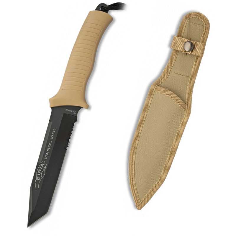 Cuchillo táctico con hoja de 15 cm y puño de goma