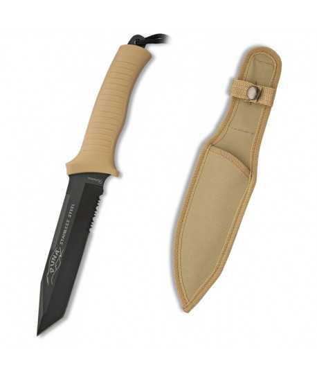 Cuchillo táctico con hoja de 15 cm y puño de goma