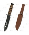 Cuchillo táctico con hoja de 18 cm y funda de piel