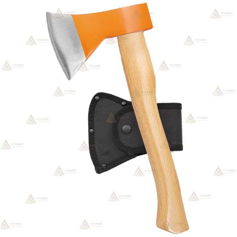 Hacha con mango de madera y funda de nylon  (44 cm)
