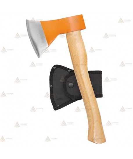 Hacha con mango de madera y funda de nylon  (44 cm)