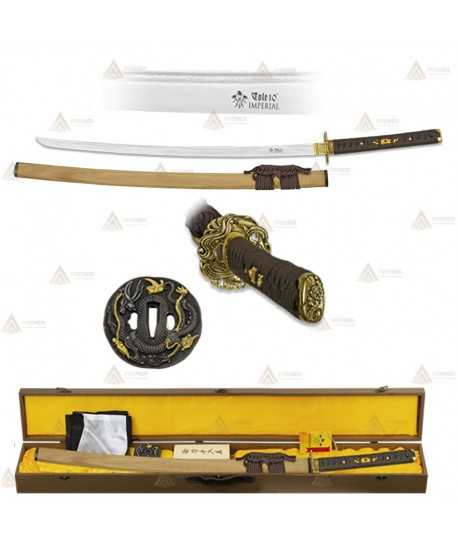 Katana de acero damasco con hoja de 72 cm