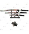 Set de 3 katanas de acero al carbono con peana