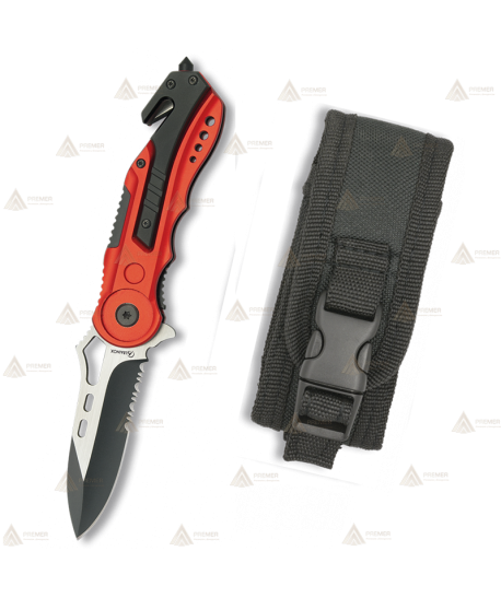 Navaja táctica color rojo/negro personalizable con hoja de 6,5 cm