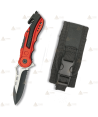 Navaja táctica color rojo/negro personalizable con hoja de 6,5 cm