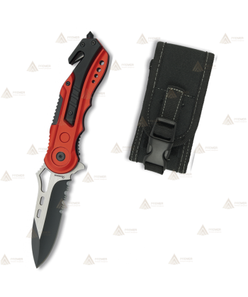 Navaja táctica color rojo/negro personalizable con hoja de 8,1 cm