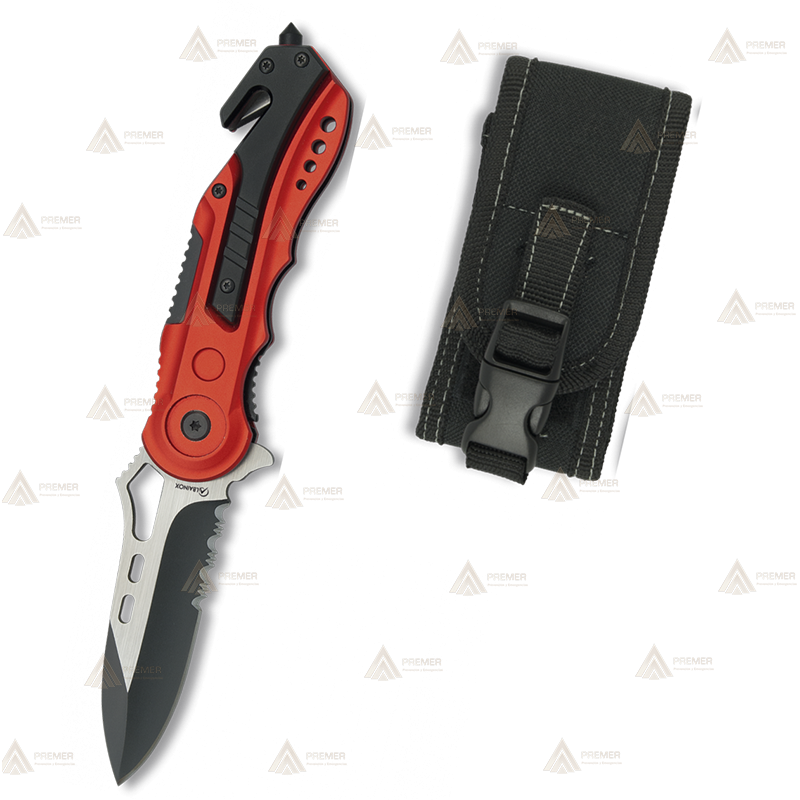 Navaja táctica color rojo/negro personalizable con hoja de 8,1 cm