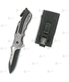 Navaja táctica color gris/negro personalizable con hoja de 8,1 cm