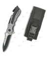 Navaja táctica color gris/negro personalizable con hoja de 6,5 cm
