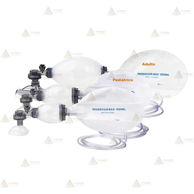 Resucitador manual de silicona para adultos y pediátricos