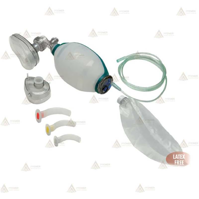 Resucitador manual de silicona para adulto y 3 cánulas Guedel (1,3,4)
