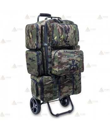 Porta mochilas plegable con asiento