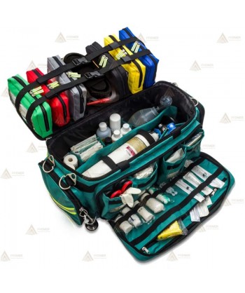Bolsa/Mochila de Soporte Vital Avanzado (SVA) color verde para emergencias