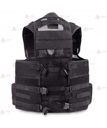 Chaleco táctico transpirable color negro con sistema Molle